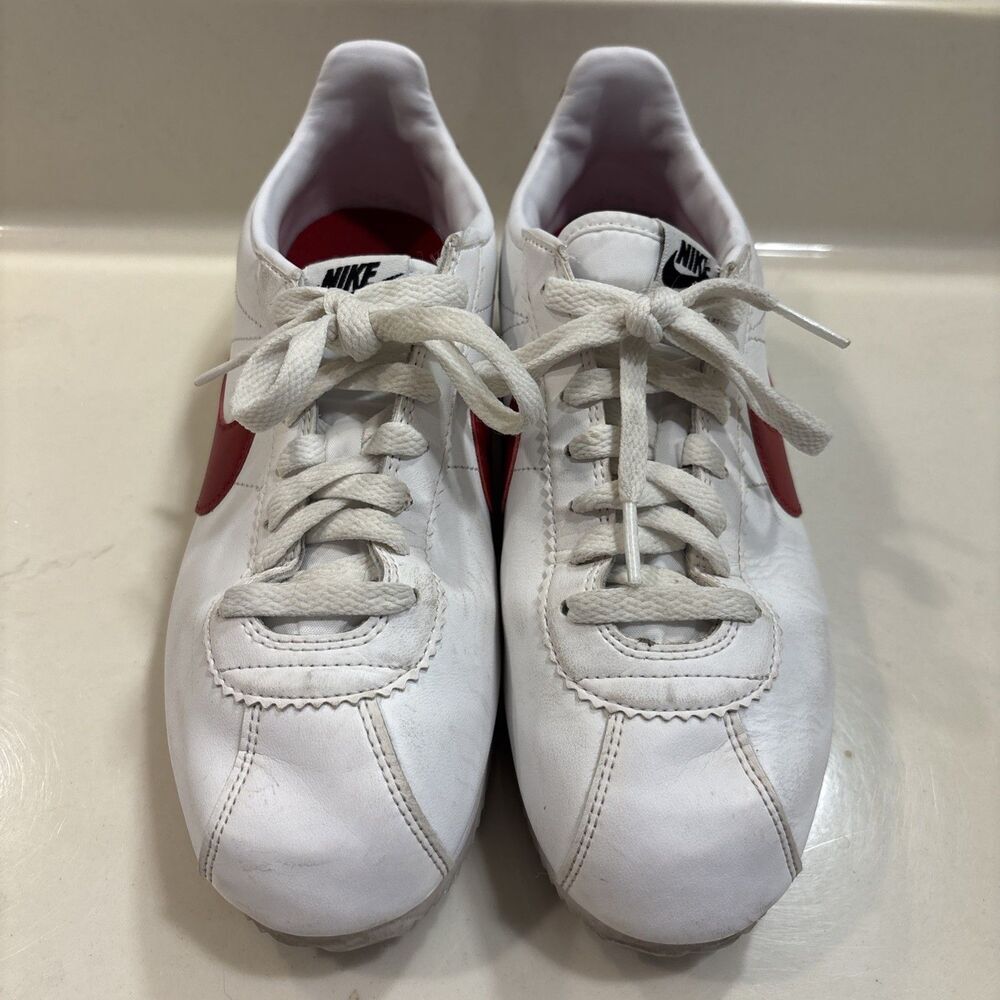 Nike Classic Cortez Forrest Gump Sneakers White Red Swoosh Blue Women's Size 10